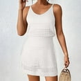 thumbnail image 2 of FAIWAD Womens Sundress Trendy Knitted Hollow Out Sleeveless V Neck Mini Dress Summer Short Beach Cover Up Tank Dresses, 2 of 6