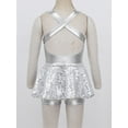 thumbnail image 4 of renvena Kids Girls Dancer X-Back Sequined Hip-hop Jazz Tap Dance Skirted Leotard Dress, 4 of 7