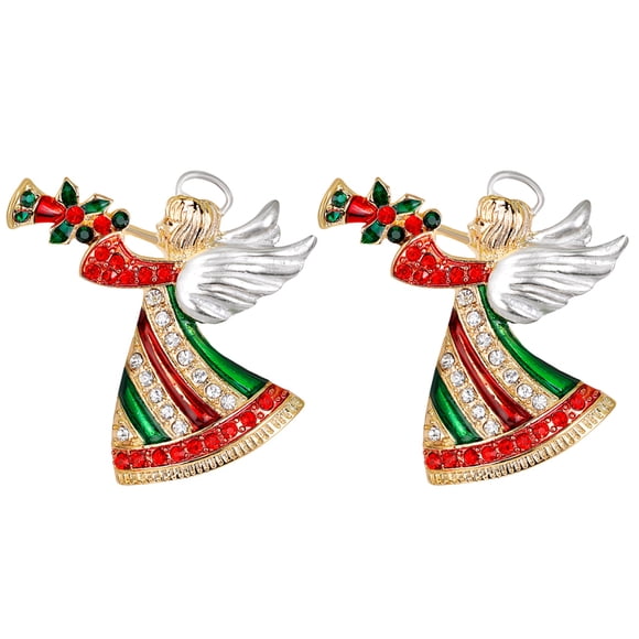 4.6x4.2cm 2Pcs Stylish Angelhood Shape Breastpin Christmas Brooch Accessories for Women