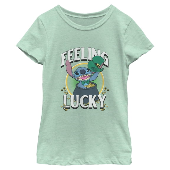 Girls Lilo & Stitch I'm Feeling Gold Lucky T Shirt