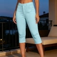 thumbnail image 2 of Besolor Capris for Women High Waisted Stretch Slim Business Casual Work Solid Color Cargo Pants with Pockets, 2 of 6