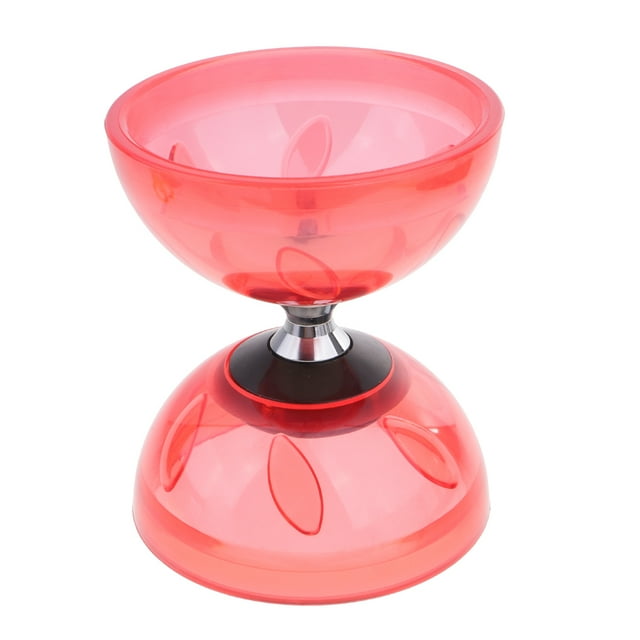 Jouet Bâton en Métal de Jonglage Diabolo à Triple Roulement Chinois 13 cm Rouge