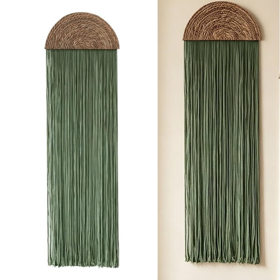 Bohemian Macrame Wall Hanging,51"x11.8" Nordic Half Moon Tassel Woven Tapestry,Boho Fiber Wall Art Decor for Living Room Bedroom