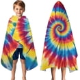 thumbnail image 3 of Colorful Tie Dye Mandala Pattern Hooded Bath Towel，50"x30" for Ages 3 To 12 Kids, Quick Dry Lightweight Soft Microfiber Hood Beach Towel Cover Up for Kids, 3 of 7