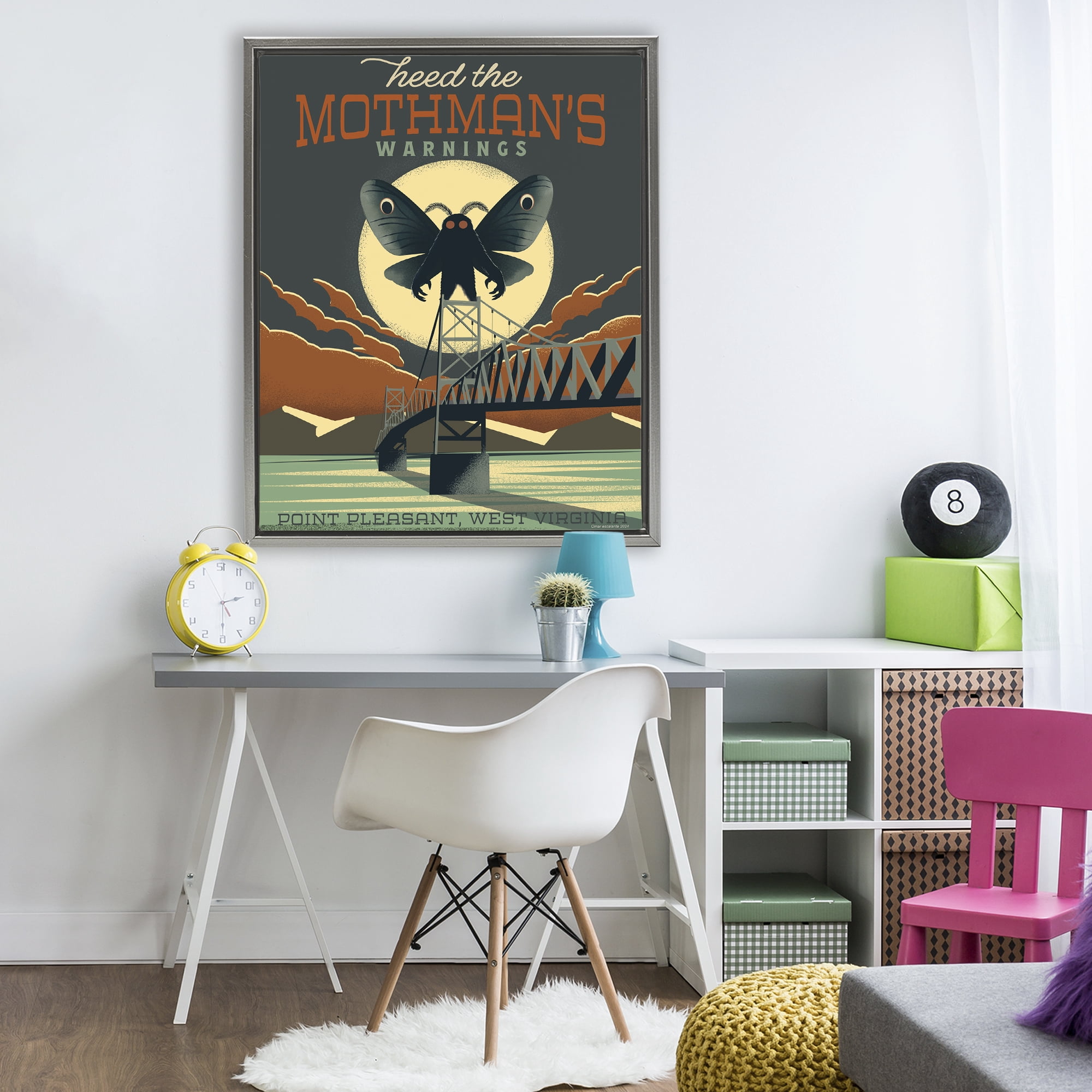 Stupell Industries Cryptid Tourism West Virginia Gray Framed Floater Canvas Wall Art, design by Omar Escalante