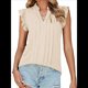 thumbnail image 1 of Blusas de para Mujer, Elegantes, Informales, con Mangas con Volantes, Cuello en V, Plisadas, para Negocios, de Verano Albaricoque S, 1 of 9