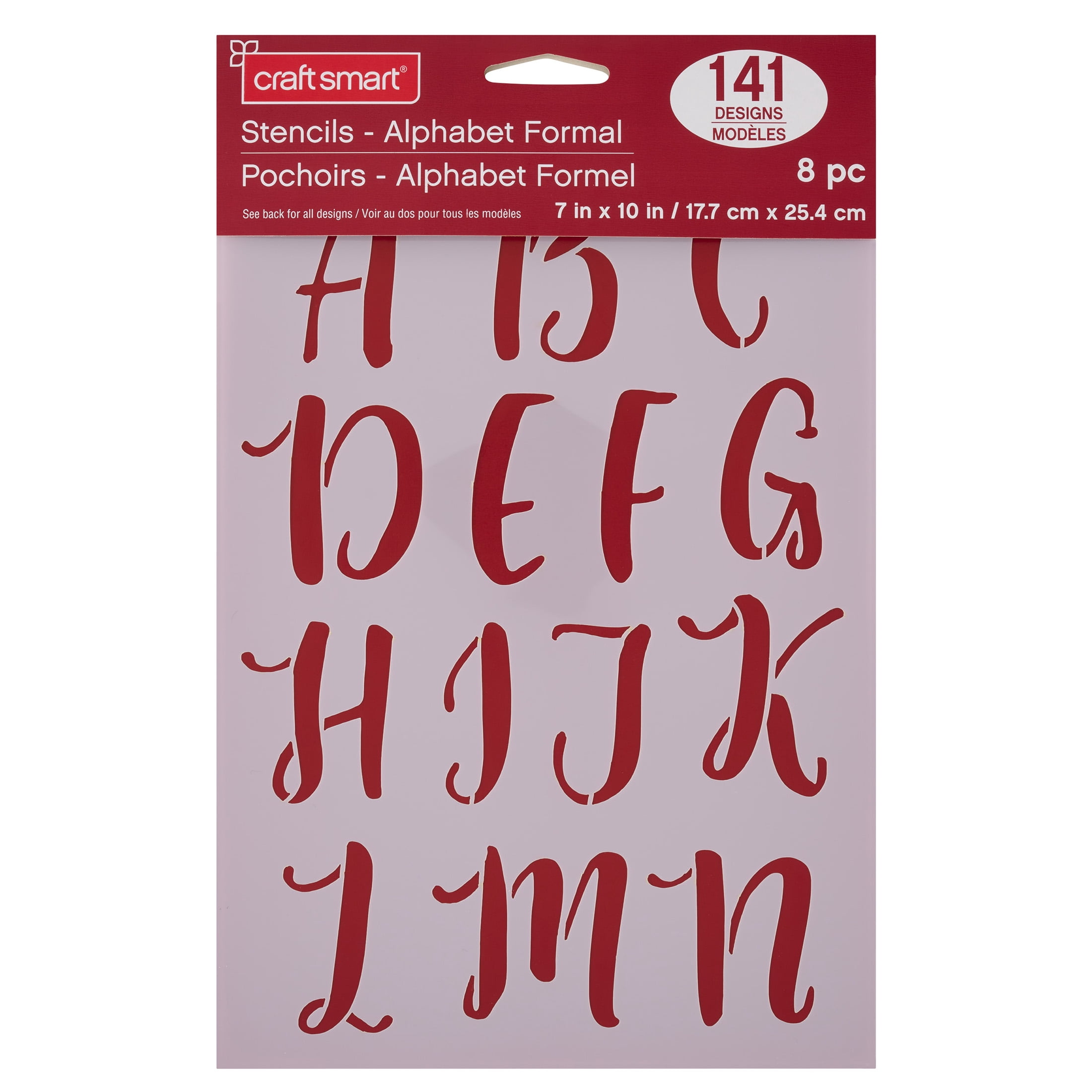 Craft Smart 2" Formal Alphabet Stencils - Reusable Plastic Stencil Sheets with 141 Elegant Letter Designs per Pack, Ideal for DIY Crafts & Decor, 6 Pack