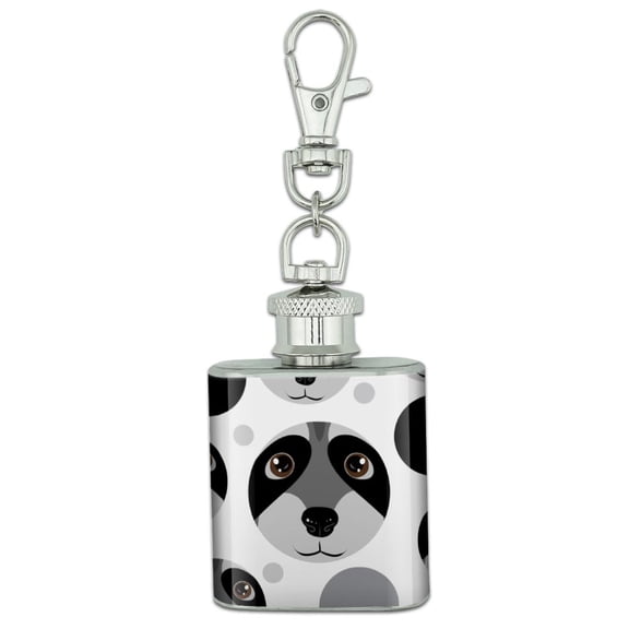 Raccoon Face Stainless Steel 1oz Mini Flask Key Chain