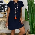 thumbnail image 4 of HBFAGFB Robe T-Shirt Femme Décontractée Col en V Été Manches Courtes Simple Confortable Jupe BU2 Taille 3TG, 4 of 5