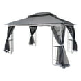 thumbnail image 5 of Harper & Bright Designs 13x10 Outdoor Patio Gazebo Canopy Tent With Ventilated Double Roof And Mosquito net(Detachable Mesh Screen On All Sides), Suitable for Lawn, Garden, Backyard, Gray Top, 5 of 15