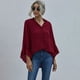 thumbnail image 4 of Blusa de mujer, cuello en V con botones en la parte delantera, casual, suelta, t煤nica, tops Eccomum borgoña/Grande, 4 of 7