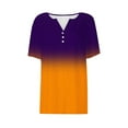 thumbnail image 6 of QATAINLAV Womens Tops Loose Fit Button V Neck Henley Shirts Trendy Eyelet Embroidery Tshirts Gradient Print Short Sleeve Tees Orange M, 6 of 6