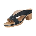 thumbnail image 2 of UDAUDU Women's Chunky Heel Sandals Arch Support Orthopedic Shoes 2026 Summer Comfort Slip-On Wedge Flip Flops Casual Party Vacation Beach Wedding Heeled Shoes Black, 2 of 6