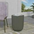 thumbnail image 6 of LeisureMod 14" Wide Round Side Table in Fiberstone with Ribbed Design and Painted Finish Indoor Outdoor Use for Modern Home, Living Room, Bedroom, Patio, Garden Trove Collection in Green Grey, 6 of 11