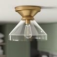 thumbnail image 2 of Evelyn&Zoe 12" Brushed Brass Metal/Glass Semi Flush Mount, 2 of 6