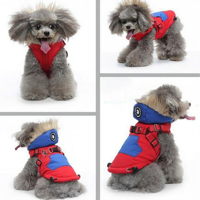 SIfdSeng Dog Jacket Winter Cotton Padded Dog Clothes Chest Back Zipper Jacket Pet Clothes Chest Back Traction Set Dog Coat Dog Shirt for Large Dogs Cotton