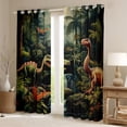 thumbnail image 2 of 3D Dinosaur Curtains & Drapes,Jungle Animal Curtains 30%-50% Blackout Dinosaur Room Decor ,Tropical Palm Leaves Curtains Dino Window Curtain 2 Panels 42"Wx63"L, 2 of 6