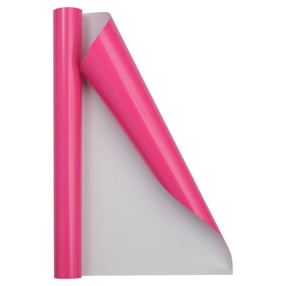 JAM Paper Glossy Wrapping Paper, 26.3 Sq ft (17 in x 18 Ft), Fuchsia Pink, 1/Pack