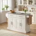 thumbnail image 2 of HOMCOM Rolling Kitchen Island with Cabinets and Drawers, Cream White, 2 of 8