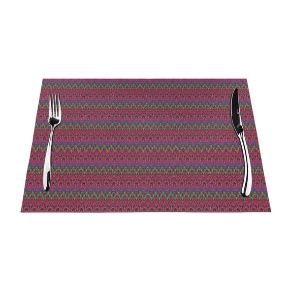 YFYANG Washable Heat-Resistant Placemats, 70% PVC/30% Polyester, Purple Line Art Kitchen Table Mat, 12" x 18" 4 Piece