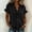 Black, variant on Ussuma Lotus Leaf Sleeve Solid Color Short Sleeve Summer Tops Linen Linen with Button Women's Blouses Comfortable Breathable Summer Fashion Club, Date Night & Vacation XL Black