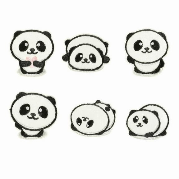 6 Pcs Sewing Patches Panda Embroidered Patches Iron On/Sew on Patches