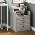 thumbnail image 6 of LNSETGC Nightstand with Charging Station  Night Stand with Hutch &amp;  Drawers  End Table  Bedroom Grey, 6 of 7