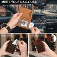thumbnail image 3 of ​Men's RFID Blocking Leather Wallet for Men Pop-Up Wallet  with Magnetic Closure Business Style Brown Card Holder Minimalist Front Pocket Wallet with Money Clip Gift for Men, 3 of 9