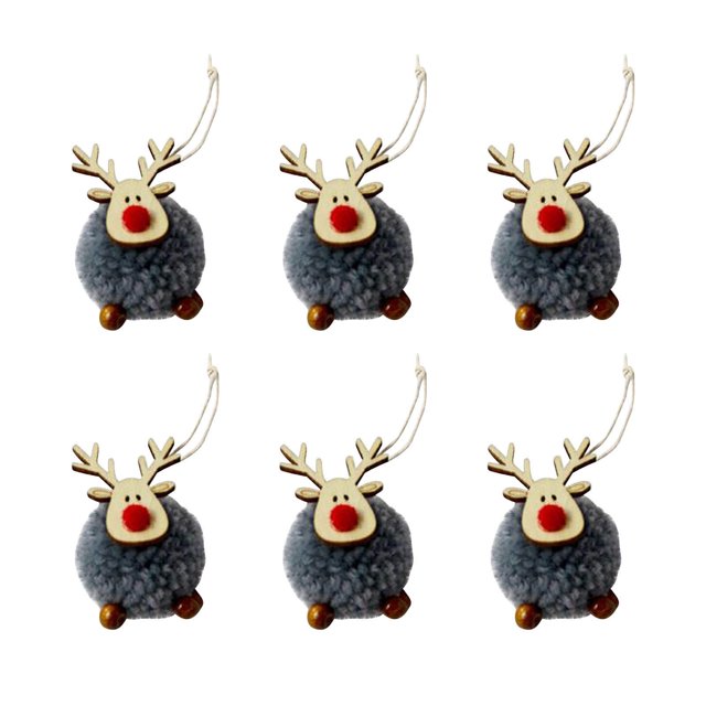 Teissuly 6Pcs Christmas Tree Decorations Small Accessories Fabric Christmas Deer Plush Doll Pendant Teissuly WER202312136236