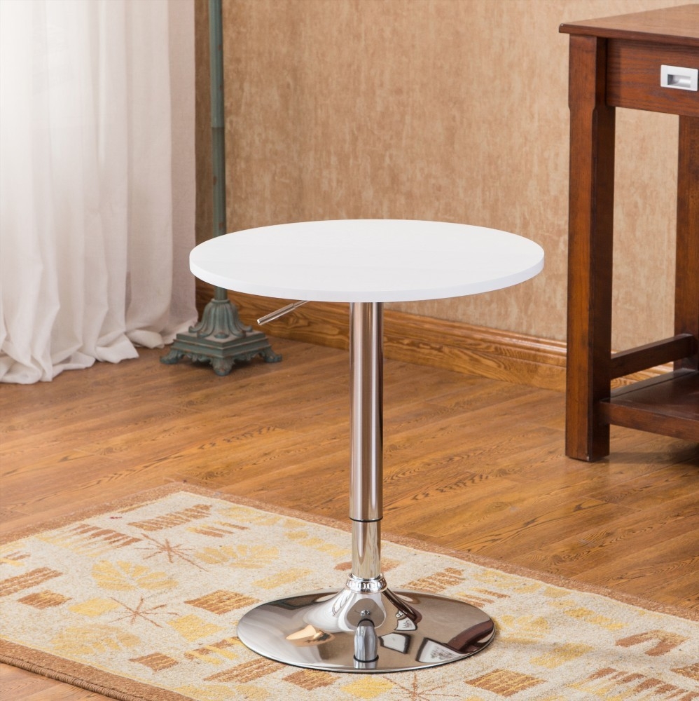 Modern Adjustable Wood and Metal Bar Table in White - Stylish Home Decor Must-Have