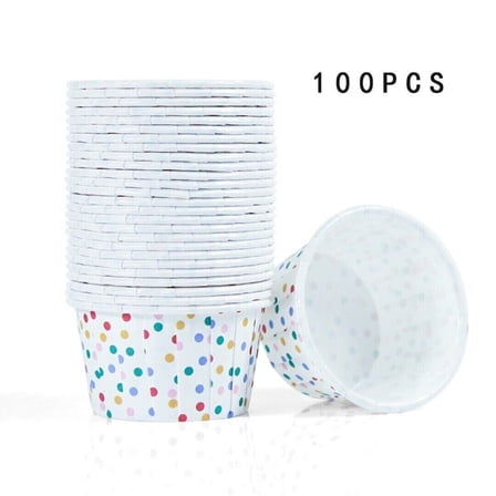 WEISIPU 100Pcs Disposable Paper Treat Tubs Ice Cream Dessert Cups Bowls Party Supplies