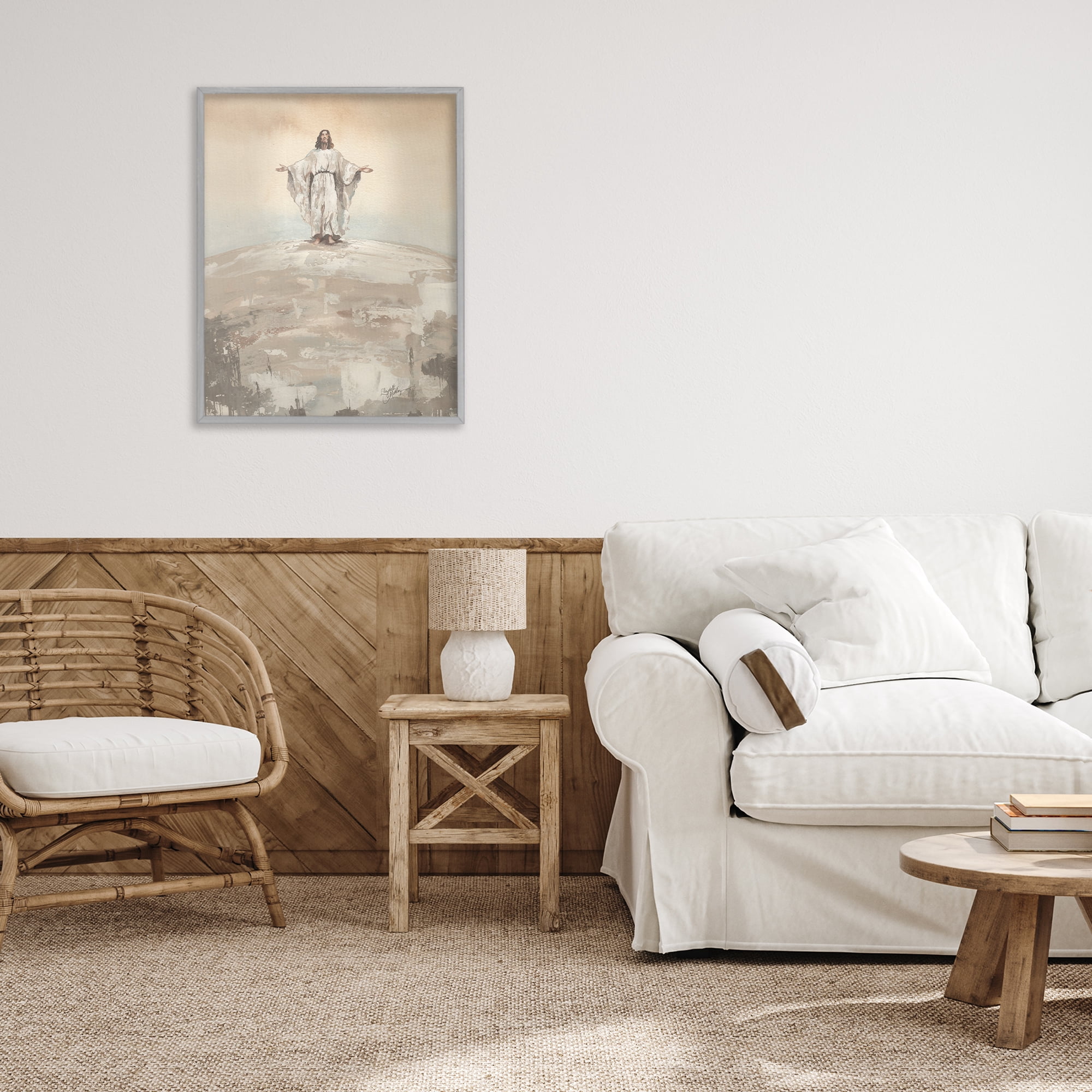 Stupell Industries Jesus on Hill Gray Framed Giclee Art, design by Elizabeth Medley
