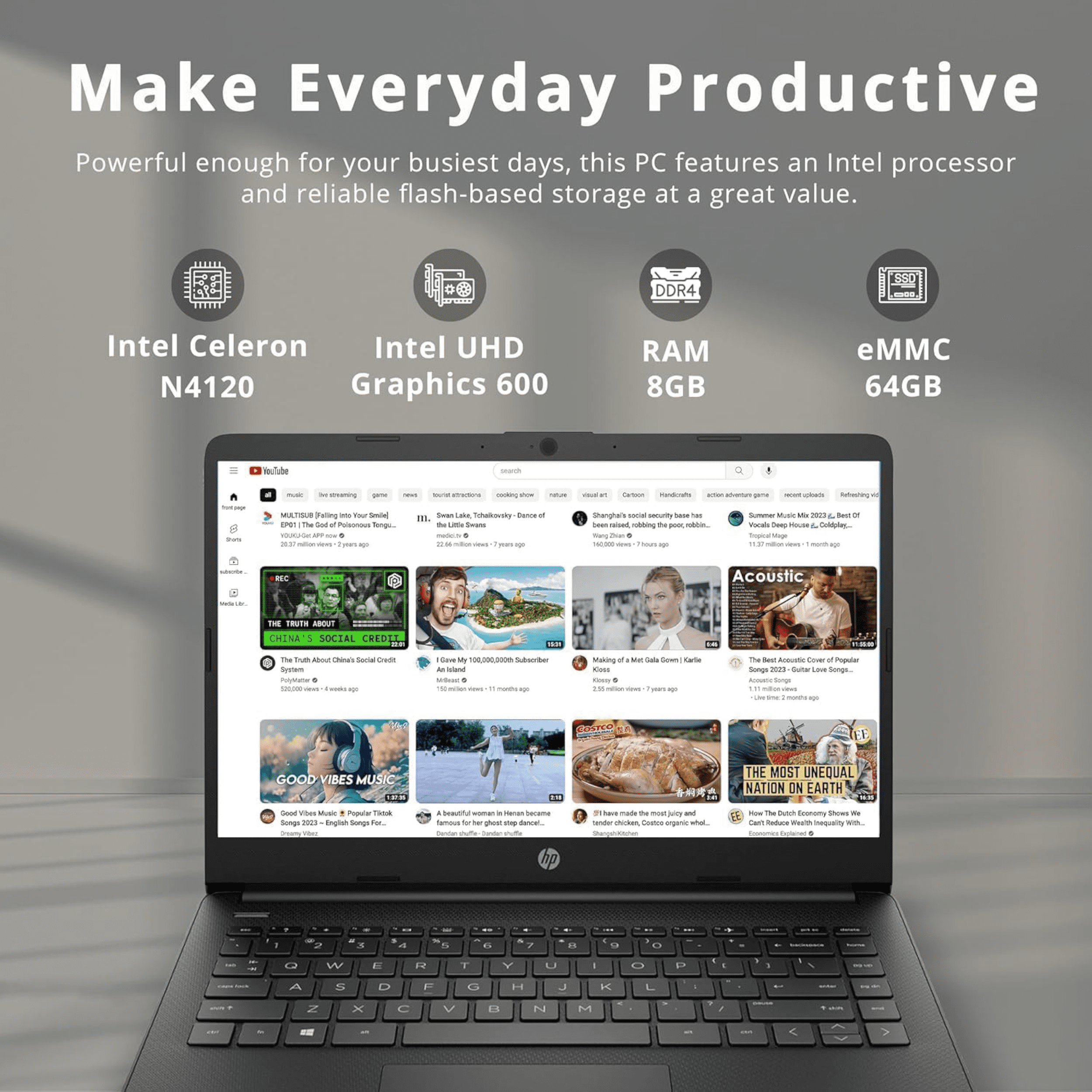 HP Newest HP 14" HD Laptop Light-Weight, Intel Quad-Core N4120, 8GB RAM, 320GB Storage(64GB eMMC+256GB SD Card), 1 Year Office 365, WiFi, Bluetooth 5, USB Type-A&C, Webcam, Win11, Laptops Computers