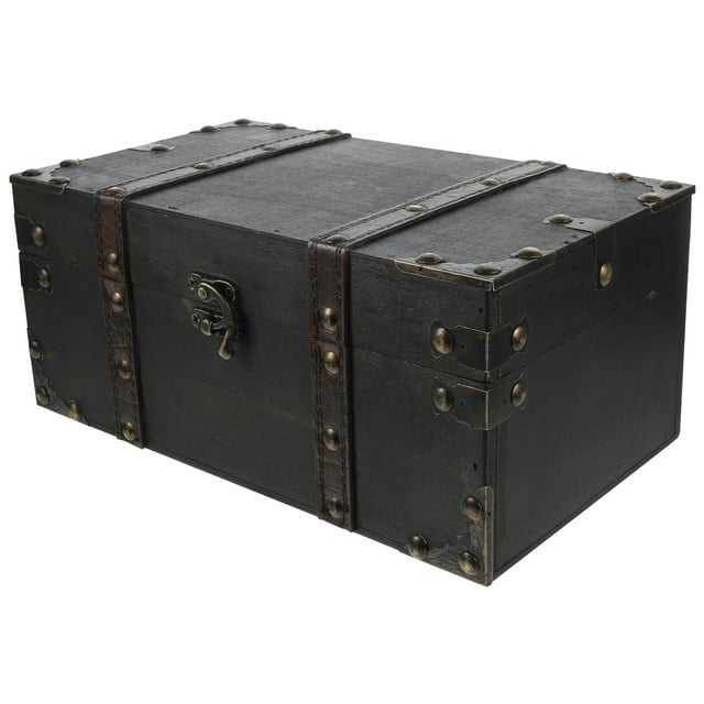 SHISUYAN Retro Pirate Treasure Chest Box Vintage Wood Chest Box Antique Design Multi-functional Jewelry Box
