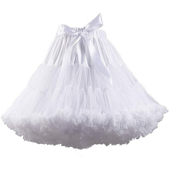 Women's Elastic Waist Chiffon Petticoat Puffy Tutu Tulle Skirt Princess Ballet Dance Pettiskirts
