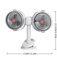 thumbnail image 3 of Clip de Ventilador de Doble Cabezal con Batería Recargable USB, Ventilador de Escritorio Portátil con Velocidad Ajustable, Flujo de Aire de 360°, para Dormitorio, Oficina, Habitación, Campamento, 3 of 7