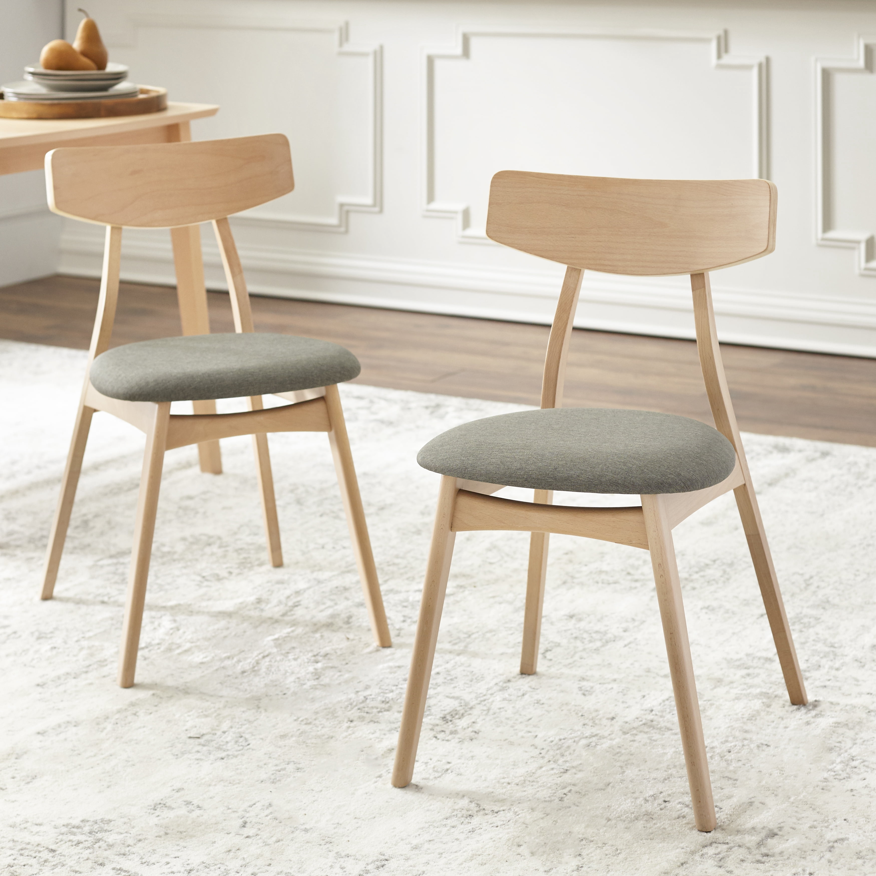 TMS Cadiz Indoor Dining Chair, Set of 2, Natural/Gray