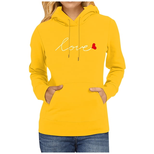 Hauts de Mode pour Femmes, Pull à Capuche à Manches Longues, Impression Couleur Unie