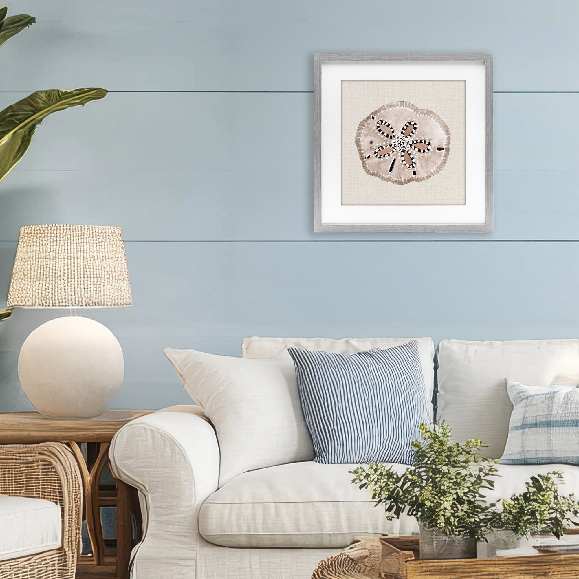 Stupell Industries Taupe & Beige Sand Dollar Gray Framed Print Under Glass, design by Lanie Loreth