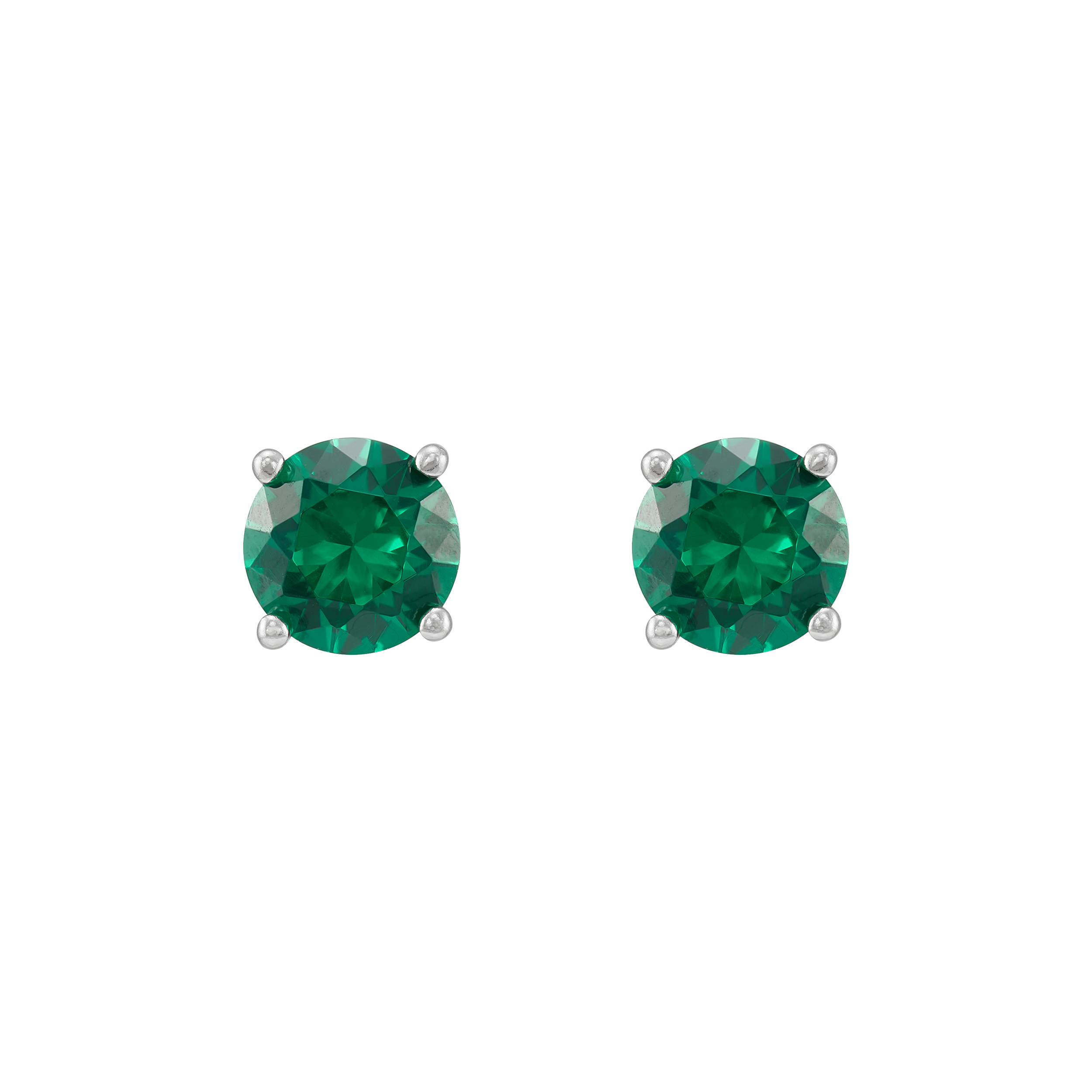 Brilliance Fine Jewelry Simulated Emerald and White Cubic Zircoina Pendant Necklace and Studs Set in Sterling Silver