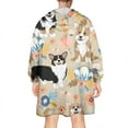 thumbnail image 2 of Corgi Dog and Flower Florals Wearable Oversized Blanket,Wearable Blanket Hoodie for Adults,Cozy Hooded Blankets with Super Pockets,Super Warm Fuzzy Pullover for Women & Men, 2 of 6