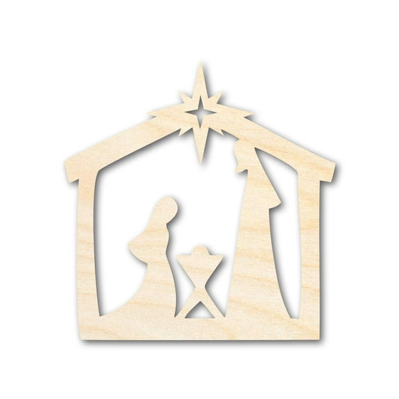 Unfinished Wood Nativity Scene Silhouette 6" / 1/4"