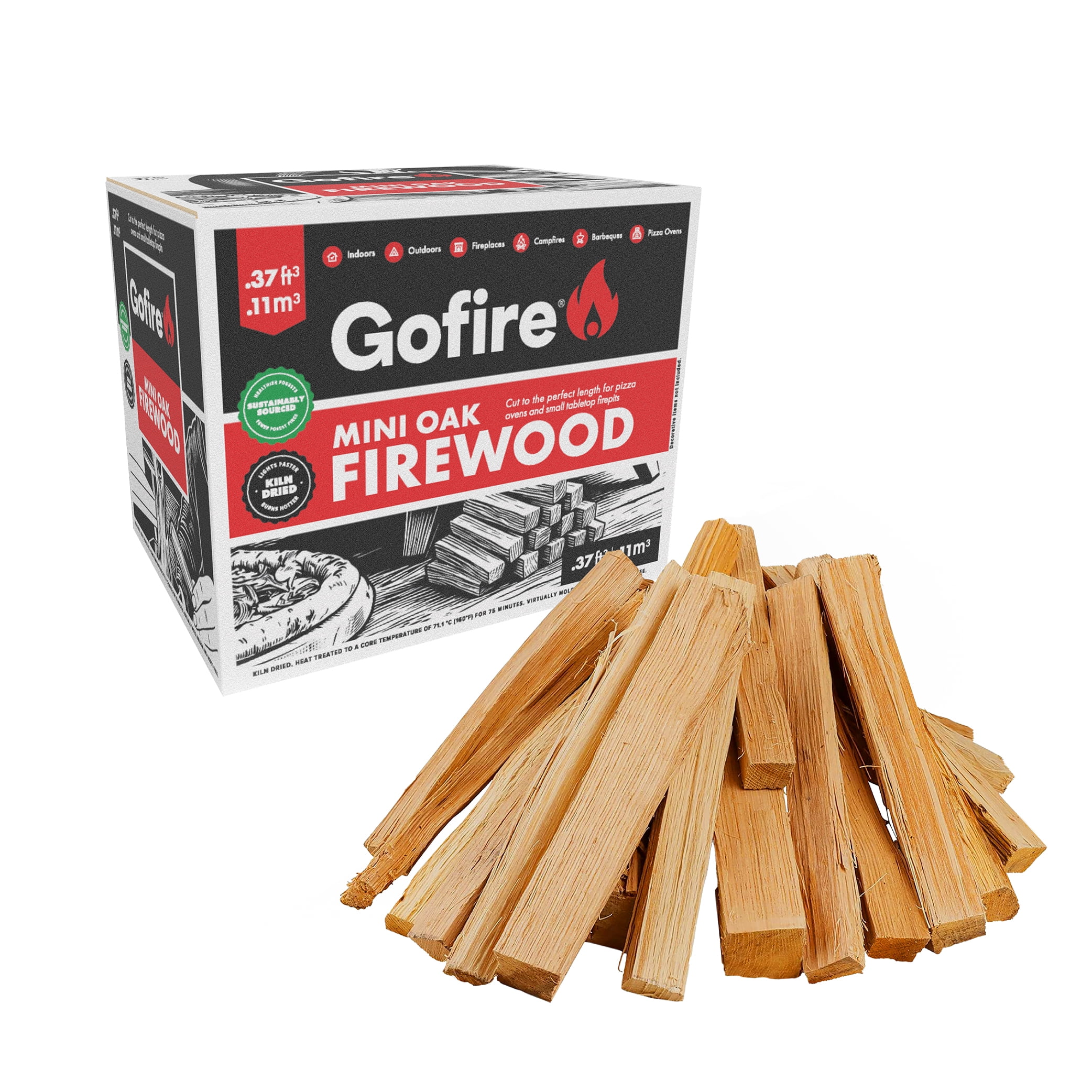 GoFire Mini Oak Firelogs, 10x8x8 Inches, Consistent Heat, Rich Smoky Flavor