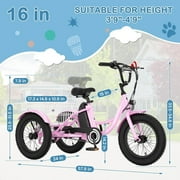 MOONCOOL Electric Tricycle for Kids ,16x3 3 Wheel 250W 10.4Ah Etrike W/ LED headlight & Rear Basket & horn bell & DIY stickers,6/9/12.5 MPH