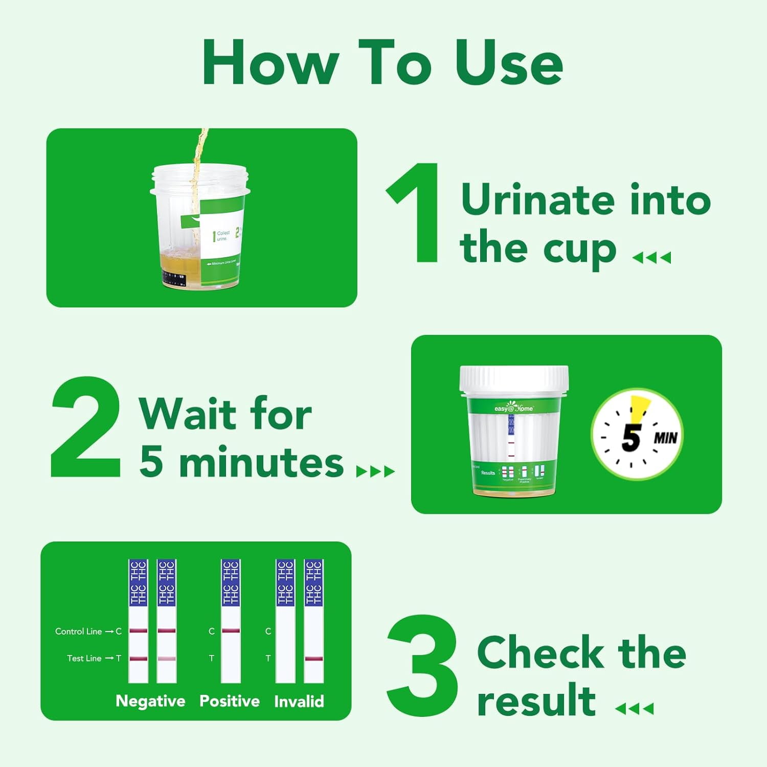 Easy@Home Marijuana (THC) Drug Test Cup– 1 Count | At-Home Urine Test Cup for THC Detection | Fast & Accurate Cannabis Screening | ECTH4-114A3