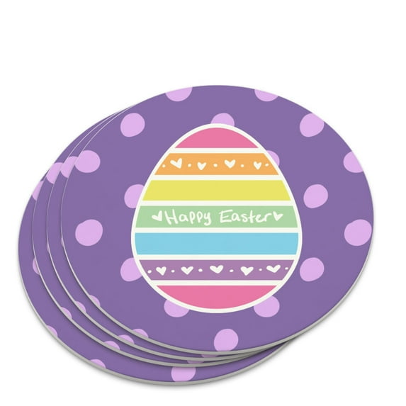 Cute Rainbow Happy Easter Egg Novelty Coaster Set