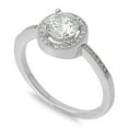 thumbnail image 1 of Embraced Round Center Cubic Zirconia Ring Sterling Silver 925, 1 of 3