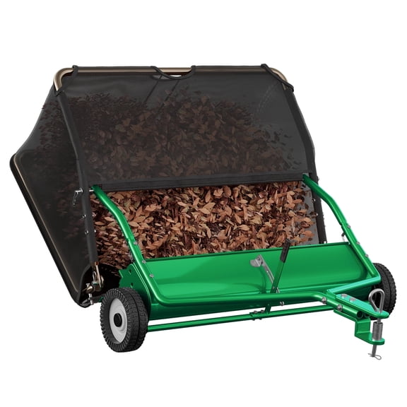 42" Tow-Behind Lawn Sweeper, 18.55 Cu.Ft Large Hopper Leaf & Grass Collector, Adjustable Brush Height, Easy Dumping Rope, Heavy Duty Yard Cleanup Tool for Lawn Tractor ATV