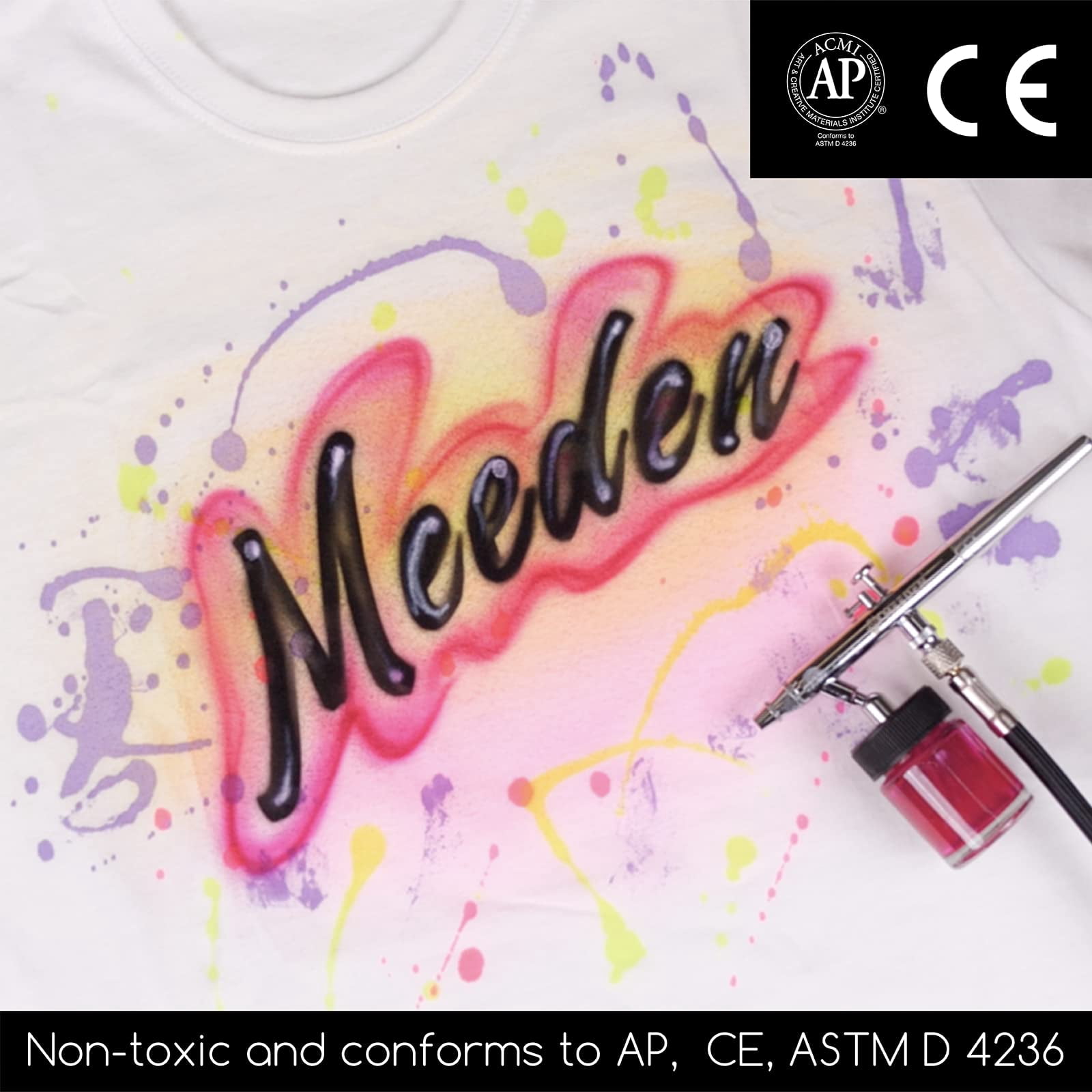 MEEDEN 24 Color Airbrush Paint, 1oz Non Toxic Acrylic Airbrush Paint Set for Painting in Art Supplies for Artists, Beginners and Students