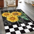 thumbnail image 2 of Area Rugs for Living Room Bedroom, Yellow Sunflower 4'x6' Rug Washable Carpet Runner Indoor Outdoor, Black White Plaid Watercolor Floral Non Slip Accent Floor Mats Rug for Kitchen, Office, 2 of 8